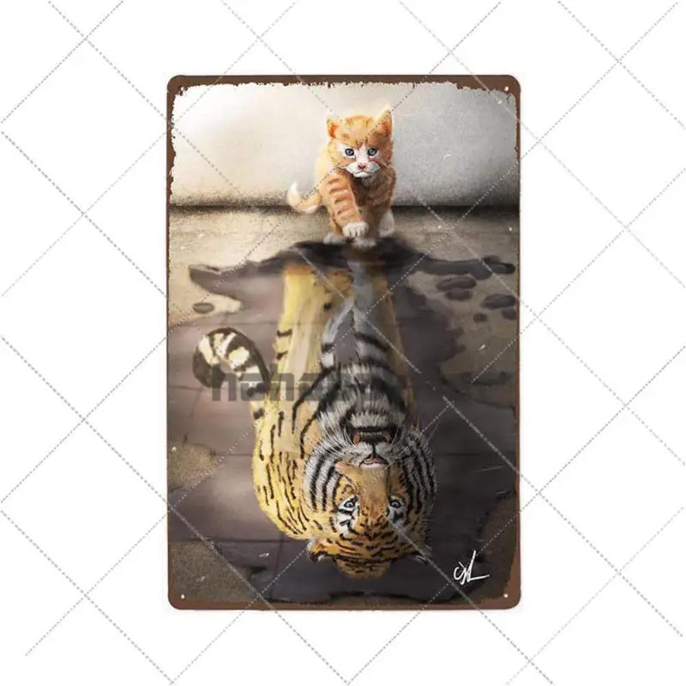 Funny Black Cat Pet Animal Cartoon Metal Tin Sign Vintage Poster Decorative Wall Plates Plaque Retro Home Decor 20x30cm