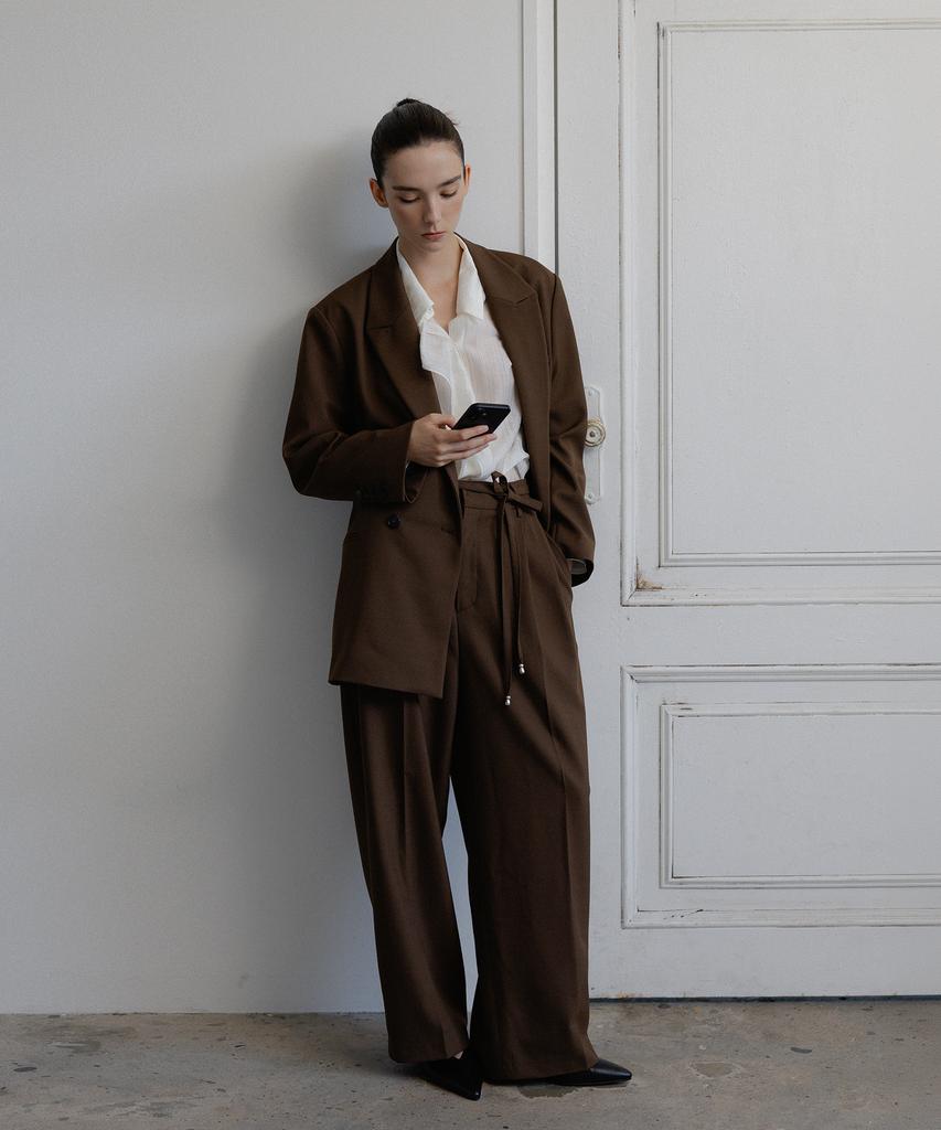 THEELO Margaret Curved Double-Pleat Pants_3 Colors