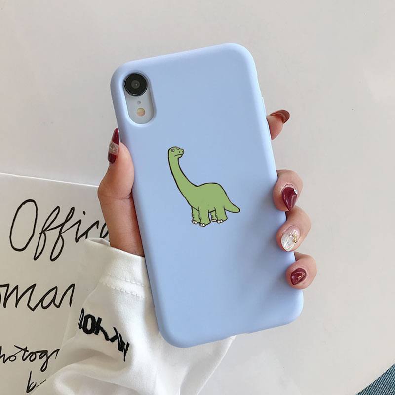 Cute dinosaur Liquid Silicone Phone Case for iphone 13 12 11 Pro Max XR XS X Soft Candy Cover for iPhone 6 6S 7 8 Plus Cases