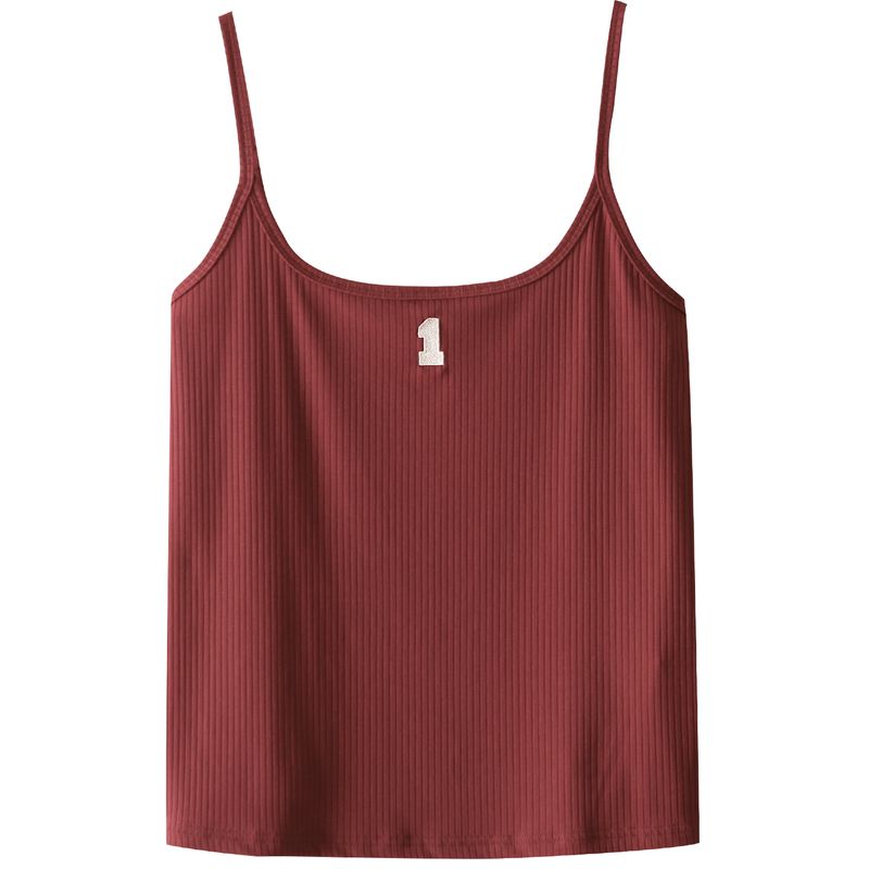 

Plus size women clothing [Island Vacation Sling] Letter Embroidery 100.00kg Slimming inside and outside Knitted Sling Top Red 7xl