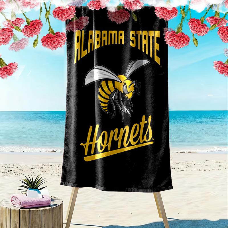 Alabama State Hornets Print Beach Towel, Large Soft Quick Dry Towel for Beach Camping Swimming