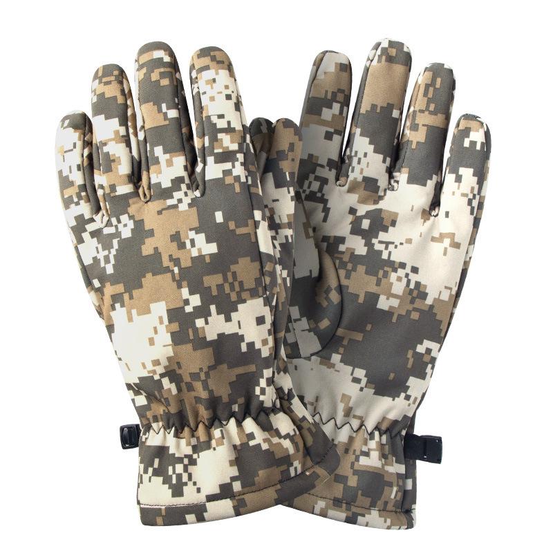 Podzimní a zimní hřejivé taktické rukavice Větruodolné a chladuvzdorné Venkovní sporty Lyžování Vodotěsné Kamuflážové Plus sametové Cyklistické rukavice