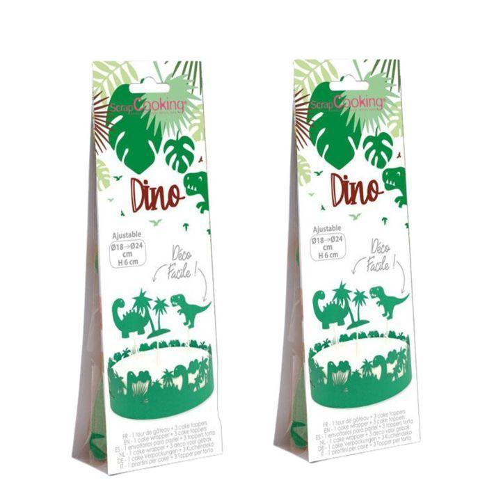 2 décorations gâteau dinosaure en papier