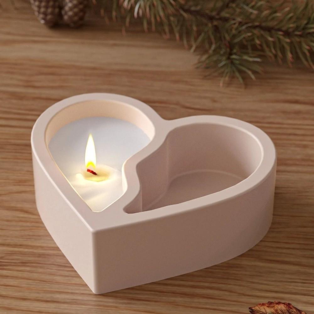 Stampo Candeliere a Due Griglie Unico a Forma di Cuore Morbido Stampo in Silicone Fai-da-te Senza Odore Stampini per Tazze Candela Fatte a Mano Forniture per la Realizzazione