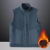 Men's Casual Fleece Solid Color Zipper Vest, Men's Stand-up Collar Zipper Pocket Fleece Vest Jacket