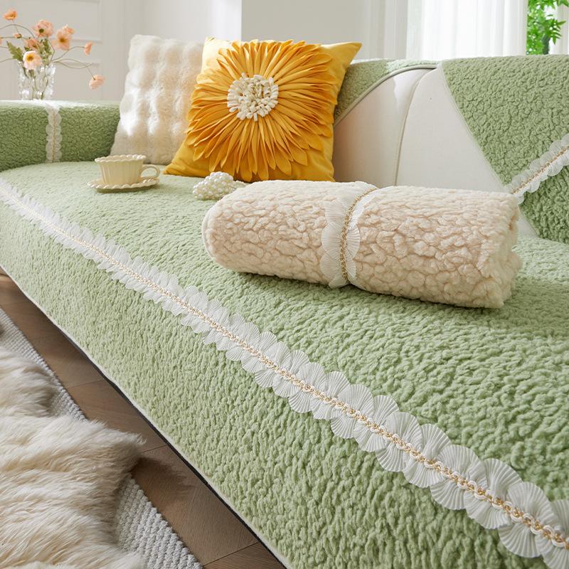 New Sofa Cushion Thickened Fleece Simple Modern Non-Slip Warm Cream Sand Leather Hair Cover Cover Towel