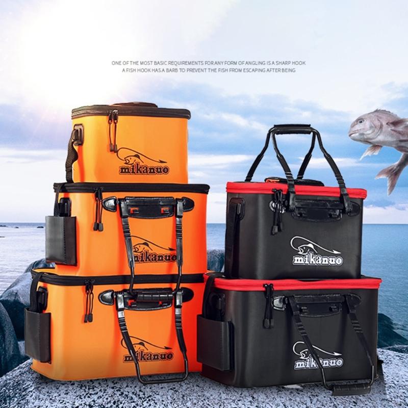 Living Fish Bucket Folding Fishing Bucket Multi-function Live Fish Baits Bucket Live Fish Container for Hiking Camping