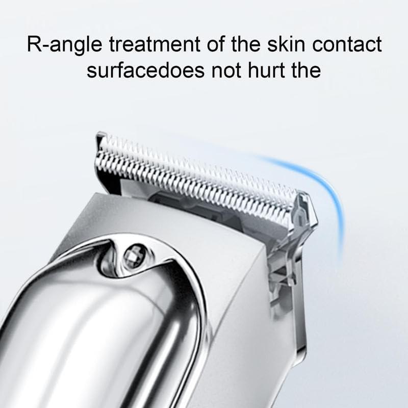 Silver Stainless Steel Hair Clipper For Profressional Barbers & Personal Self-Cutting Trims All Types Of Hair, Beard, Mustache