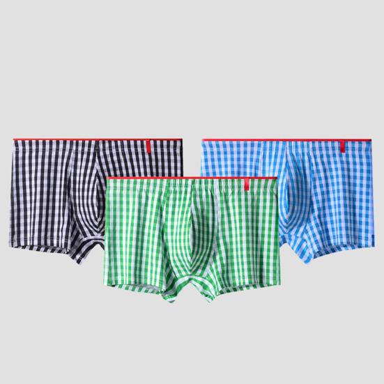 Pánské boxerské spodní prádlo Pružný pás v polovině pasu Kostkované šortky Kalhotky U-konvexní Prodyšné kalhotky Denní nošení