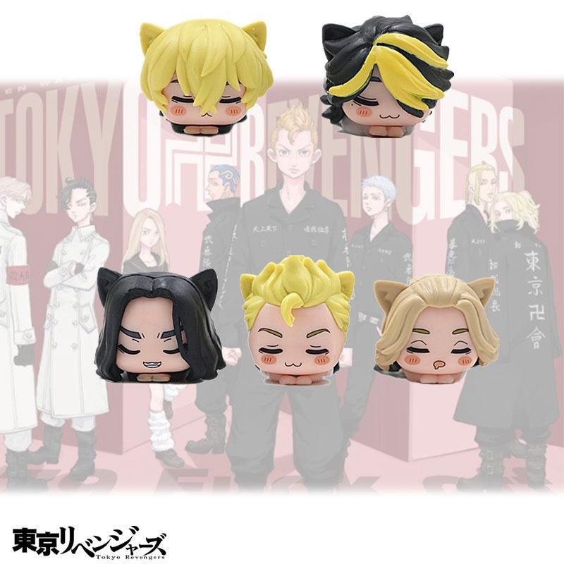 5-piece Tokyo Avenger Cat-ear Sleeping Handmade Pvc Figures Set