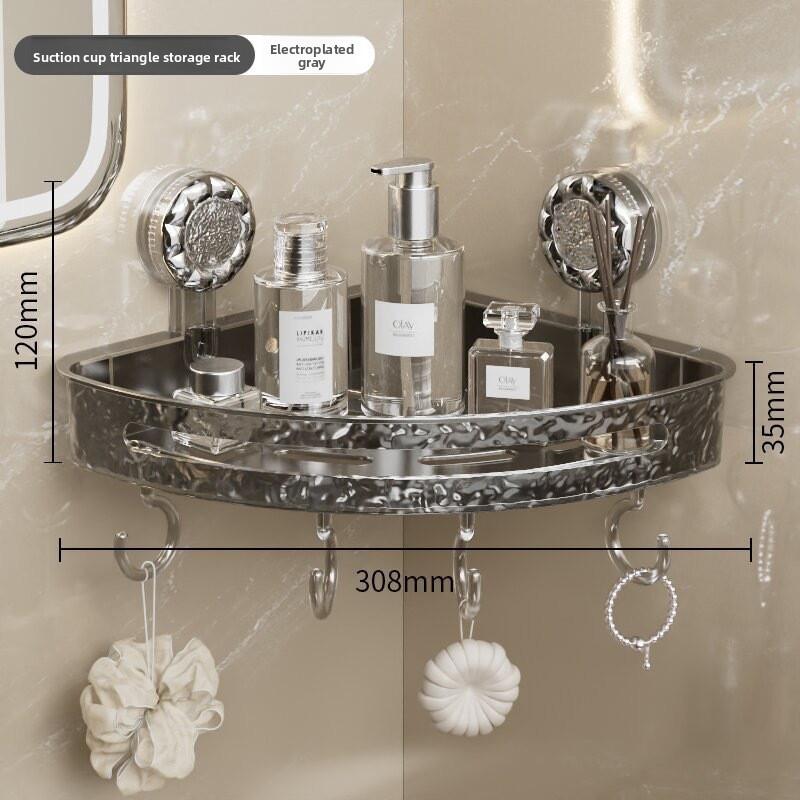Bathroom Triangle Non Perforated Wall Mounted Toilet Suction Cup Storage Rack