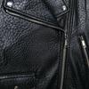 2026 Fall Winter Womens Leather-Effect Shoulder Pad Biker Jacket Streetwear
