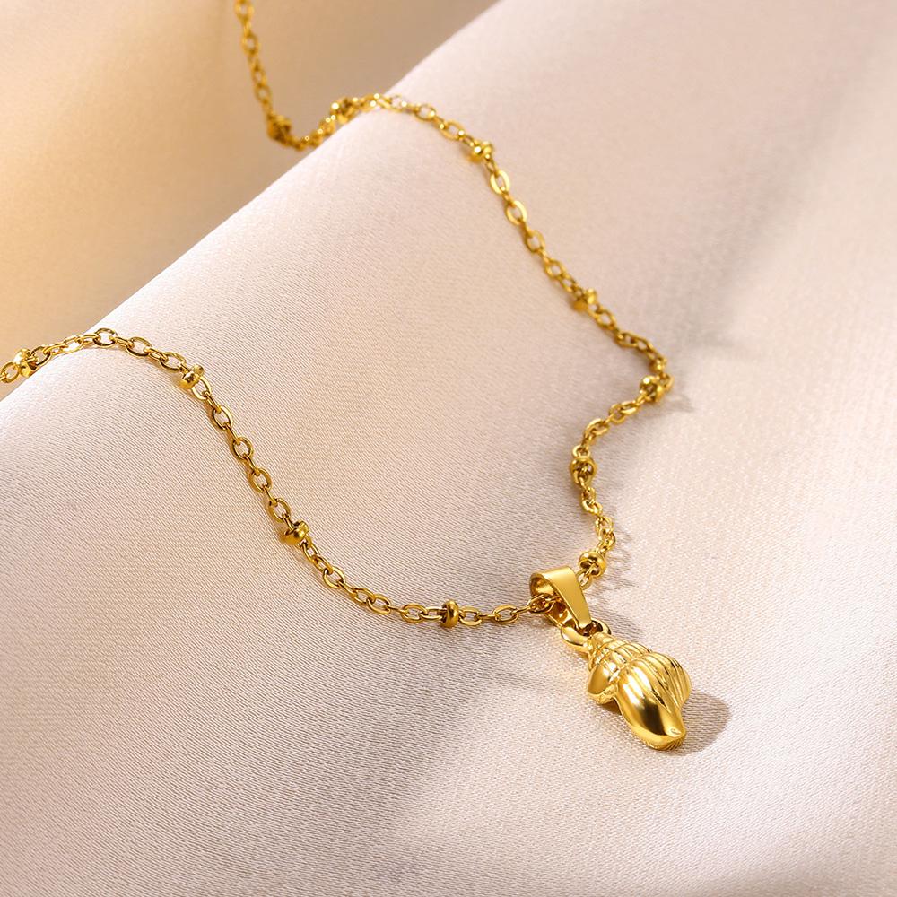 Charm Shell Starfish Conch Fashion Star Necklace for Women Pearl Stainless Steel Waterproof Choker Jewelry Romantic Gifts