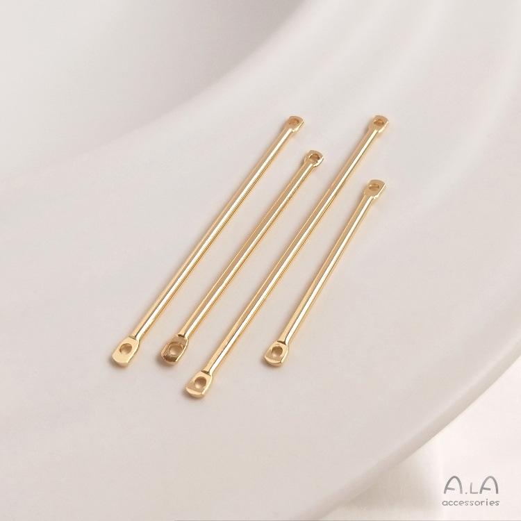 14K Gold-Filled Double-Hole Bar Connector & Single-Hole Pendant for DIY Jewelry
