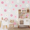 BBTO Daisy Wall Decal Flower Vinyl Wall Floral Decals Peel and Stick Daisy Stickers for Kids Nursery Art Bedroom Living Room(Pink, White)