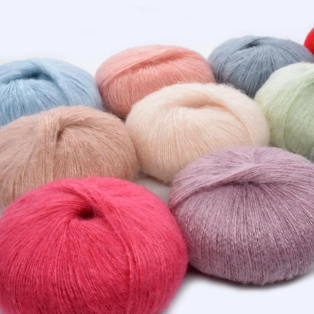 1 stuks 50g Mohair Zijde Wol Garen 15% Wol 15% Mohair 40% Acryl 30% Nylon Zacht Haakgaren Hand Gebreide Sjaal Sjaal 330m/361yd