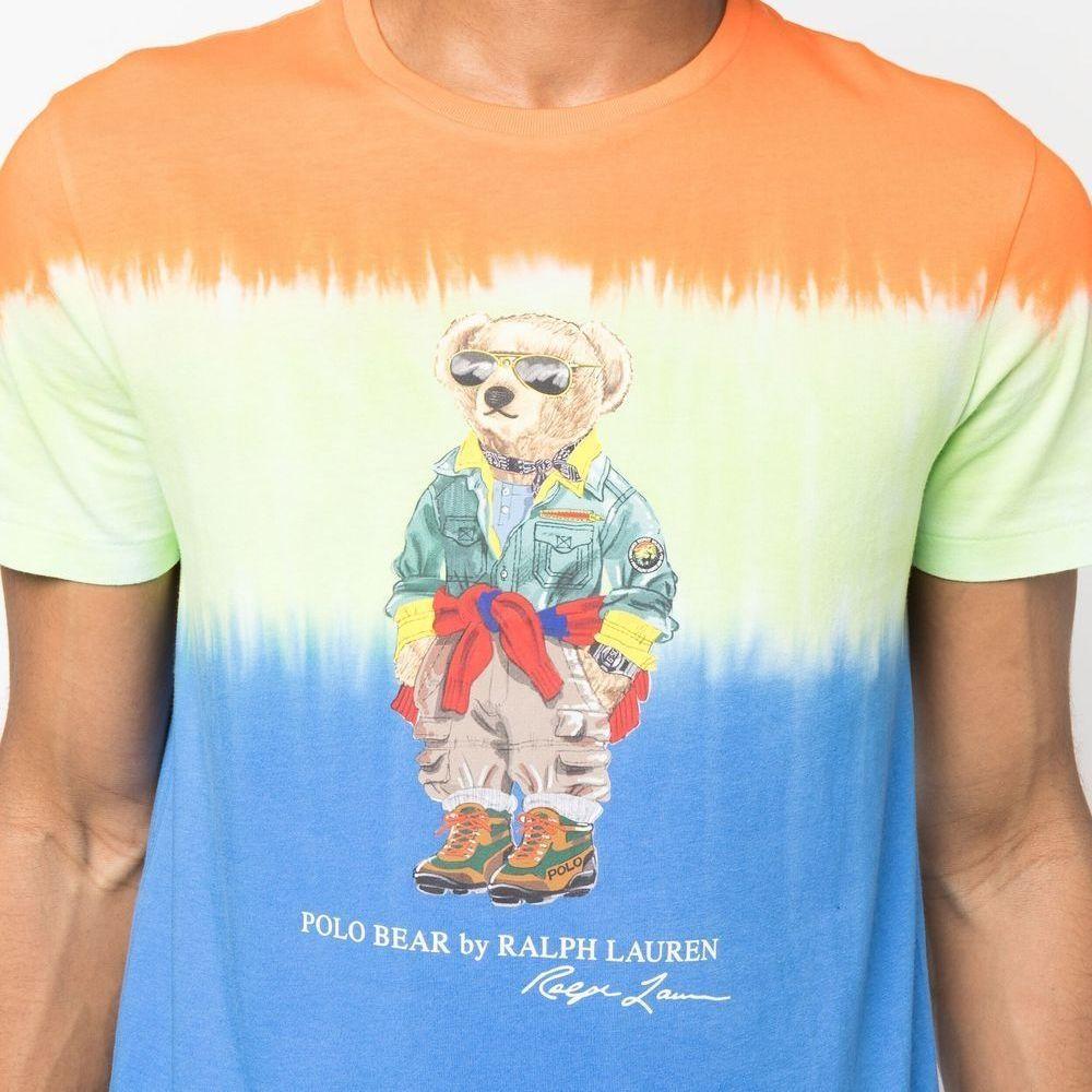 Polo Ralph Lauren SS23 Tie-Dye Bären-Print Lässiges Rundhals-Kurzarm-T-Shirt Herren T-Shirts Mehrfarbig 710891154-001