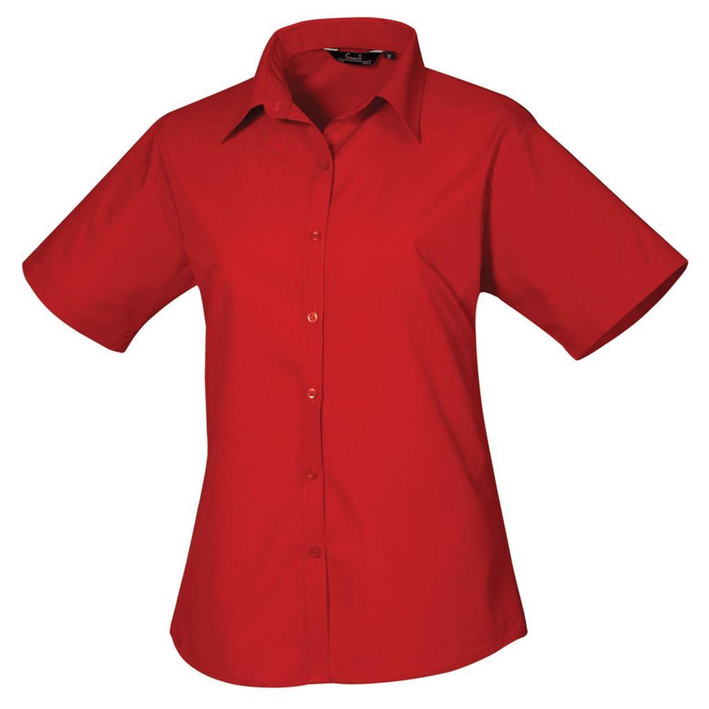 Premier Womens/Ladies Poplin Short-Sleeved Blouse