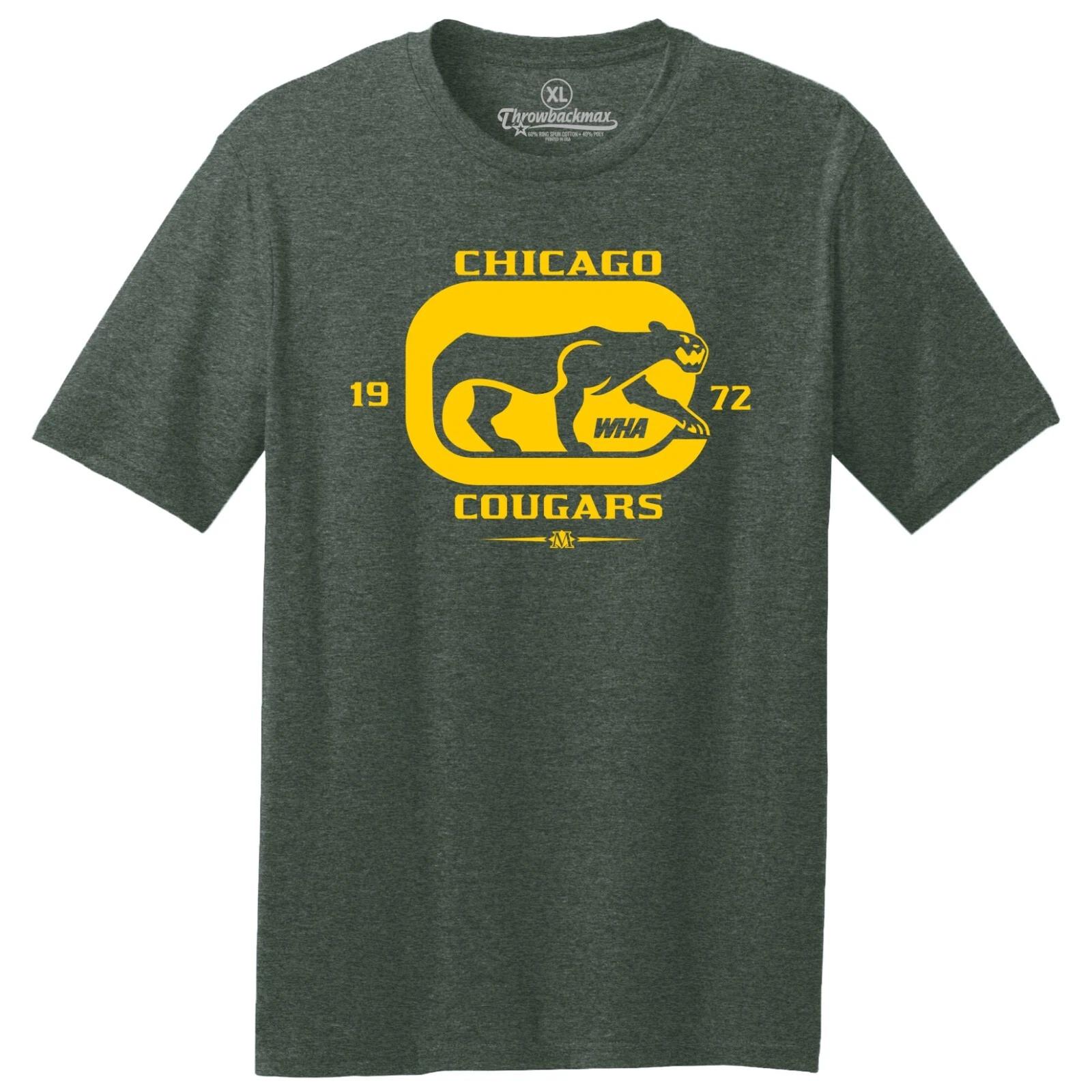 Chicago Cougars WHA 1972 Hockey TRI-BLEND Tee Shirt - Blackhawks XL
