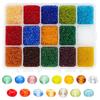 PandaHall Approximately 2mm 15 Colors Transparent Round Seed Beads Accessory Kit Glass Beads DIY Supplies Craft Handicraft Supplies Jewelry Accessory