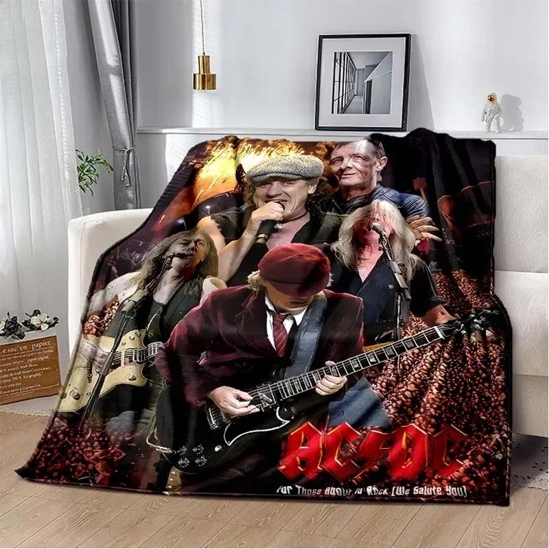ACDC Pattern Throw Blanket Light Weight Blanket for Living Room Bedroom Kidsroom Warm Blanket Christmas Gift