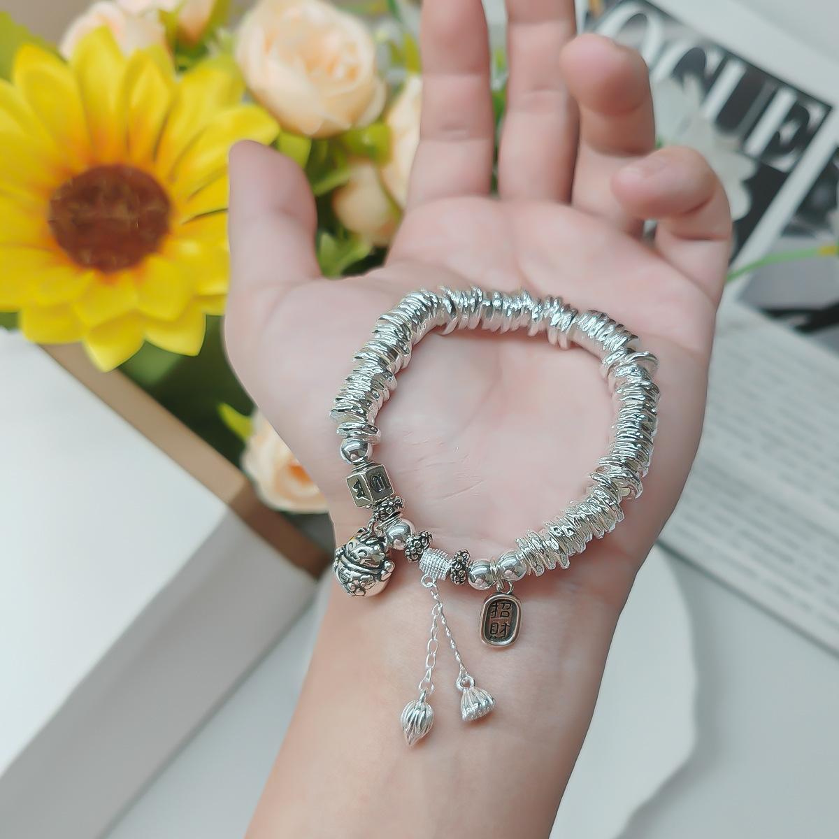 

Ретро Оригинальная Эластичная Веревка Счастливый Кот Свернутая Хурма Счастливое Сокровище Плетеный Браслет