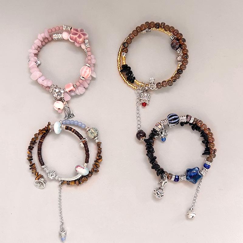 

1 шт., женский многослойный браслет с двойным кругом, женский винтажный светильник с нефритовым кроликом, роскошный браслет на руку