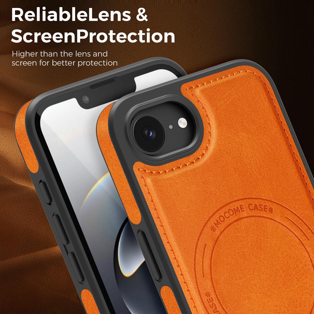 KEYSION Luxuriöse Retro PU-Lederhülle mit MagSafe für iPhone 17e 16e Magnetische stoßfeste Handy-Rückseite für iPhone 16e 17e 2026