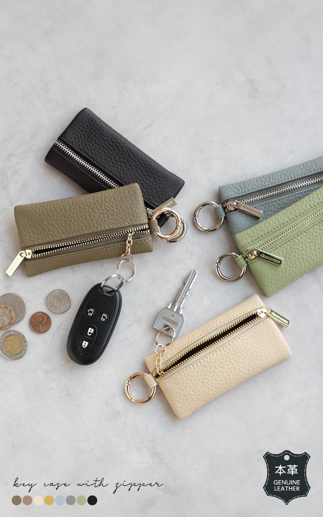 Women's key case, lip case, and coin purse (smoke blue)