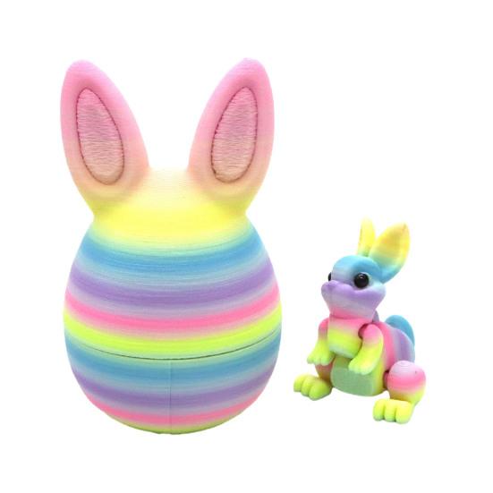 Påskhare Öra Äggprydnad med Ledad Kanin Inuti 3D-printad Rörliga Leder Kaninfigur Fidgetleksak Påskhelg Festdekoration
