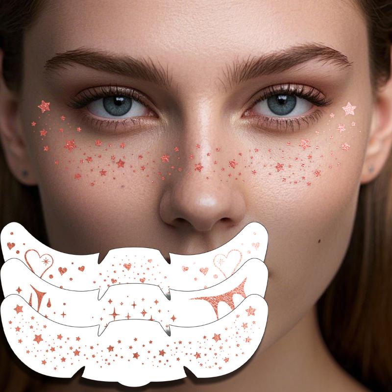 Heißes Roségold Sommersprossen Temporäre Tattoo Aufkleber Heißprägung Sommersprossen Make-up Patches Gesichts-Make-up