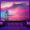 Fluorescent Tapestry Neon Mountain Landscape Hippie Wall Hanging Home Bedroom Room Party Decoration Background Cloth