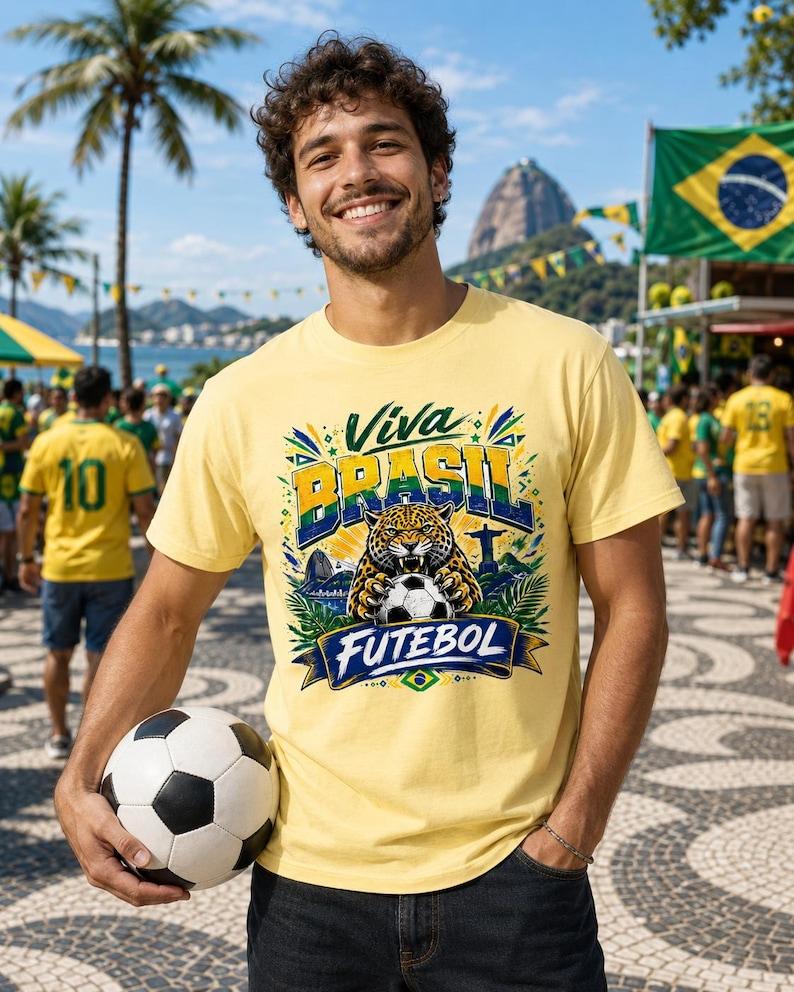 Brazil Soccer Shirt, Viva Brasil Futebol T-Shirt, Brazil Football Fan Tee, World Cup Shirt, Soccer Game Day Gift for Men Women S