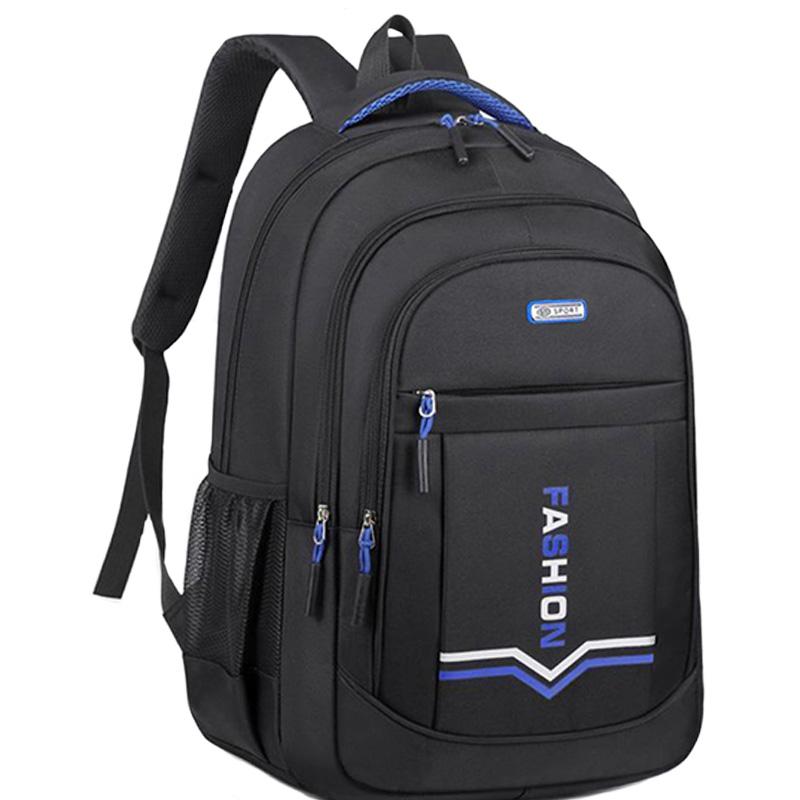 Casual Solid Black Travel Backpack, Shock Resistant Notebook Rucksack for Teenagers, Office Staff and Outdoor Hiking