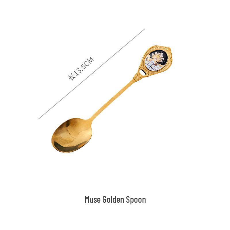 Luxury European Gold Spoon and Fork Set for Tea, Coffee, and Desserts