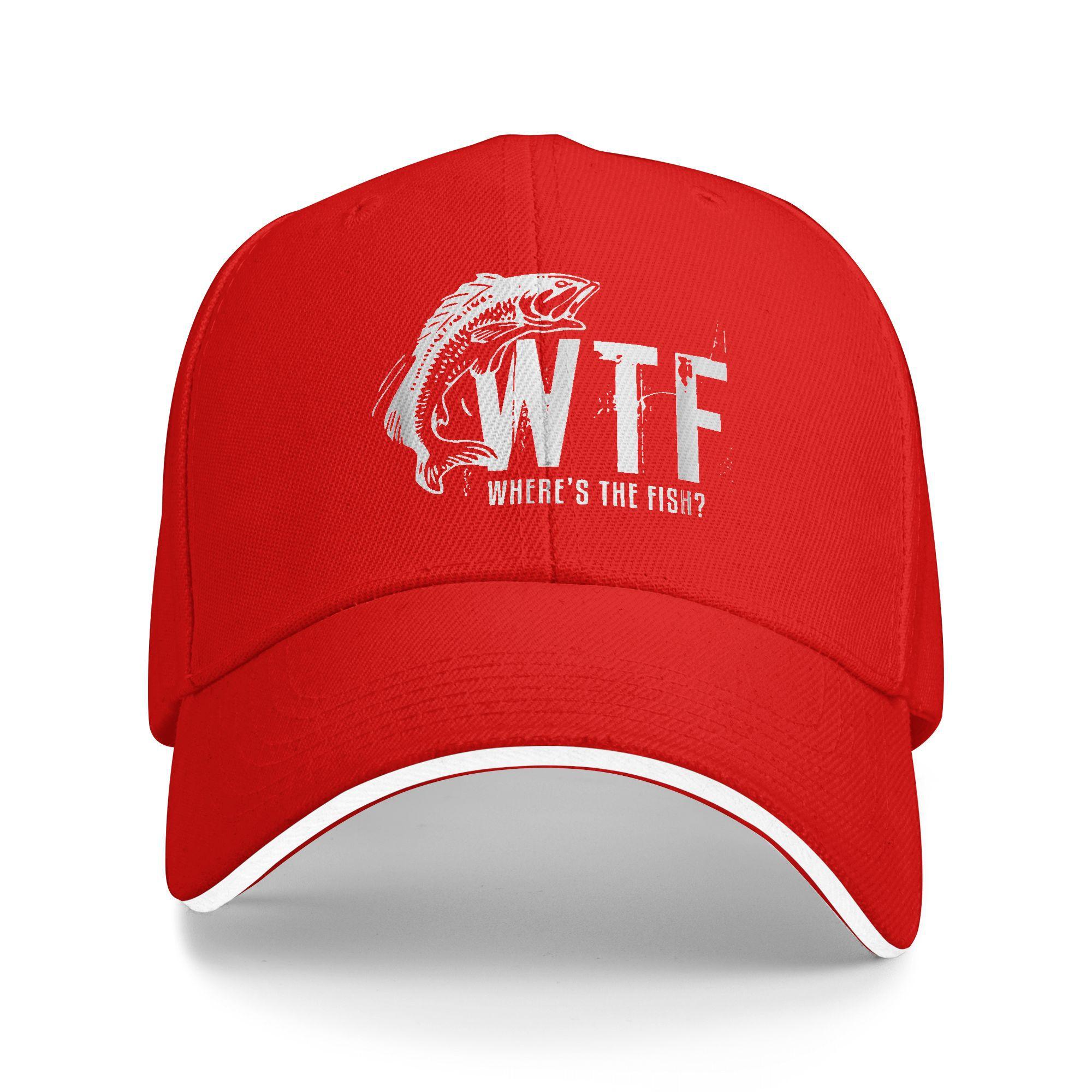 Spring WTF Wheres The Fish Baseball Cap Fishing Hippie Streetwear Print Sun Trucker Hat FeUnisex Unisex Sunscreen Baseball Caps One Size