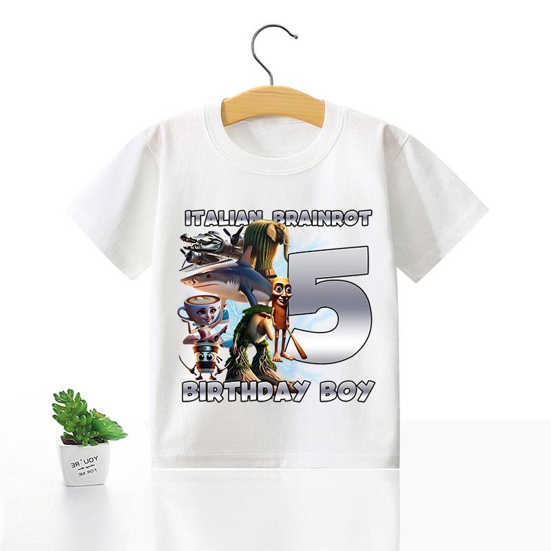 Tung Tung Tung Sahur Children T-shirt Italian Brainrot Creative Cartoon Short Sleeve Household Clothes Top Fashion Anime Kid Tee