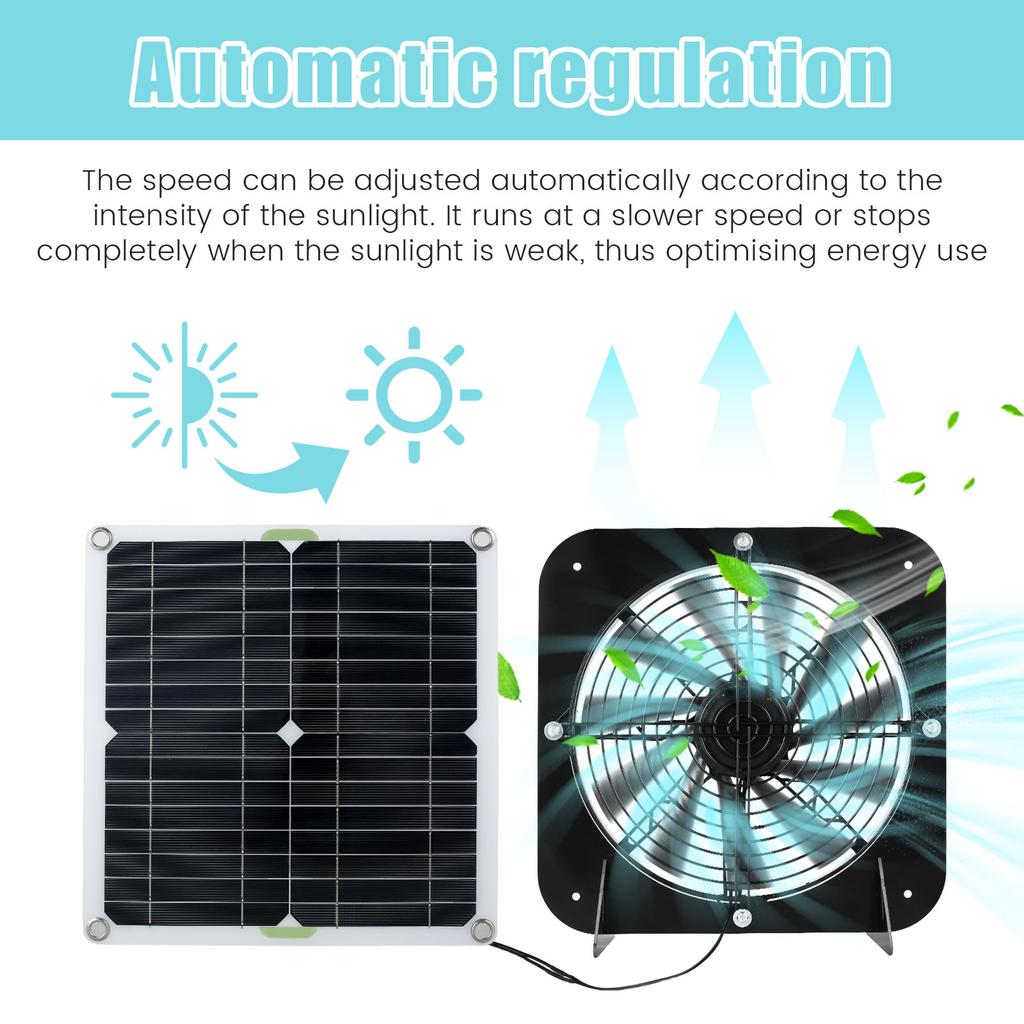100W Solar Exhaust Fan Solar Panel Fan Ventilation Case Exhaust Fan for Outdoor Dog Chicken Coop Greenhouse Shed Fan Radiator