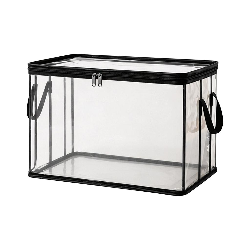 Large Thickened Transparent Plastic Storage Bag with Zipper Handles for Clothes Moving Box Cover Organizer for Home Dormitory Closet Storage Box