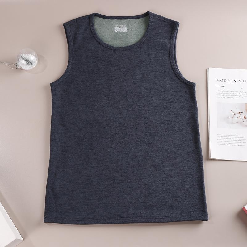 Men's Slim-Fit Fleece-Lined Vest: Warm, German Velvet Base, Sleeveless, Ideal for Autumn/Winter.