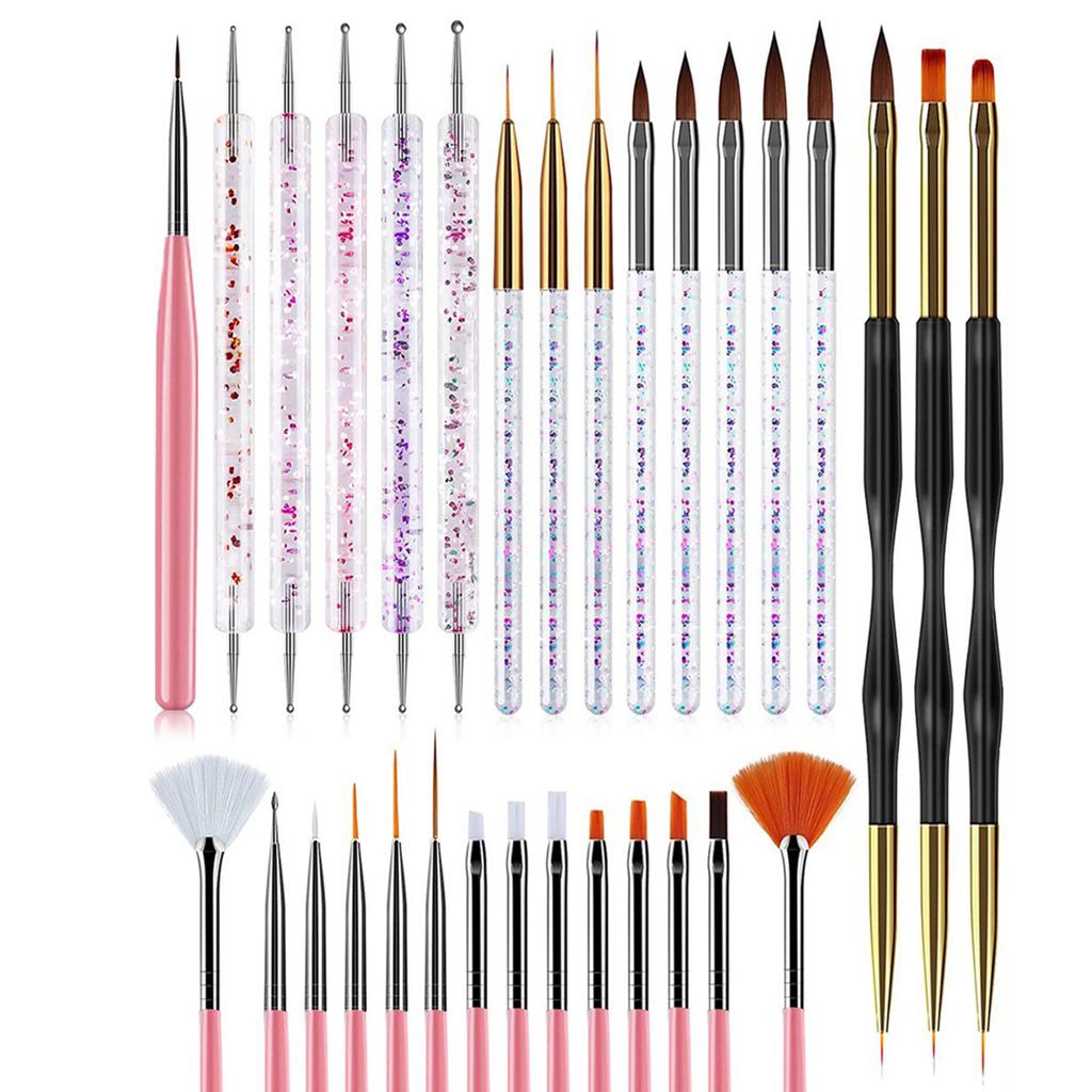 31Pcs Nail Brush Pen Set Nail Art Liner Brush UV Gel Painting Acrylic Nail Tool