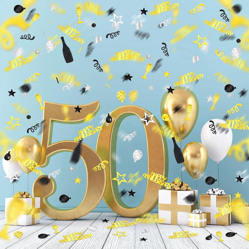 Skylety 3000 Pieces Happy Anniversary Confetti Party Decoration Scatter Confetti Metallic Foil Table Decorations for Anniversary Party DIY Arts