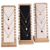 New Solid Bamboo Wood Jewelry Display Stand Necklace Showcase Holder Pendant Long Chain Handing Organizer Holder For Necklaces