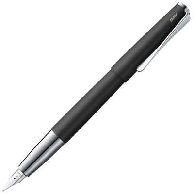 Lamy Studio Black Fountain Pen Elegant Metal Body Steel Nib Nib Size Medium Includes LAMY T10 Blue Ink Cartridge - - (Partially Platinum-Plated) - -