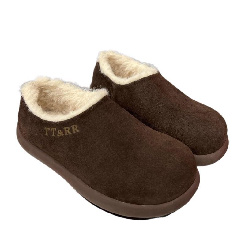Bottes de Neige Cheville Plates en Fourrure Femmes Daim Chaud Peluche Talons Bas Chaussures en Coton Tendance 2024 Hiver Confortable Décontracté Antidérapant Fad Botas Mujer