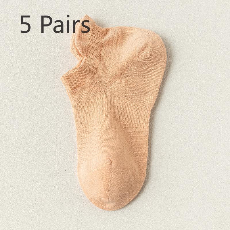 

5 пар женских летних сетчатых дышащих спортивных носков с дезодорантом, приподнимающих уши 5 Pairs розовый