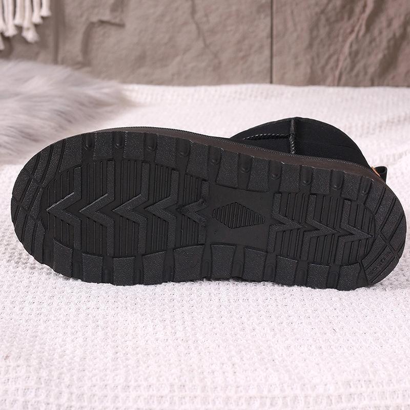 Women Winter Large Size Round Toe Thick Sole Snow Boots Casual Short Tube Velvet Fur Warm Cotton Shoes Solid Color 36-41