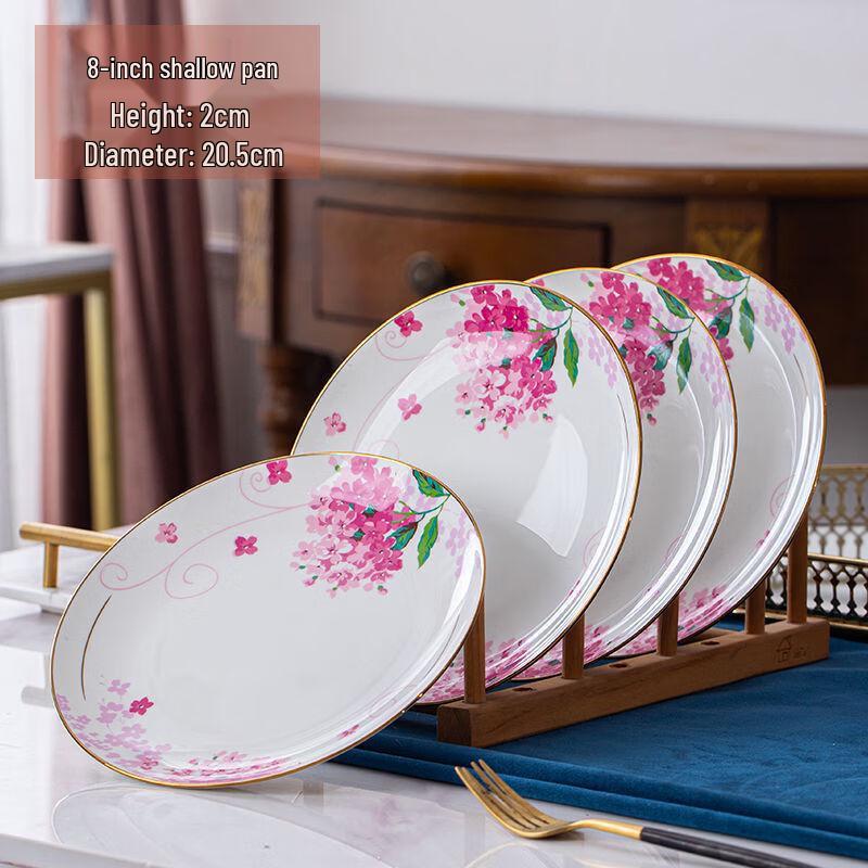 European Style Bone China Dinner Plates with Gold Trim