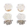 4 Pezzi Copri Bottoni Rosa Bianco Elegante Raffinato Fiore di Strass Staccabile Copri Bottoni per Artigianato Cucito Abbigliamento