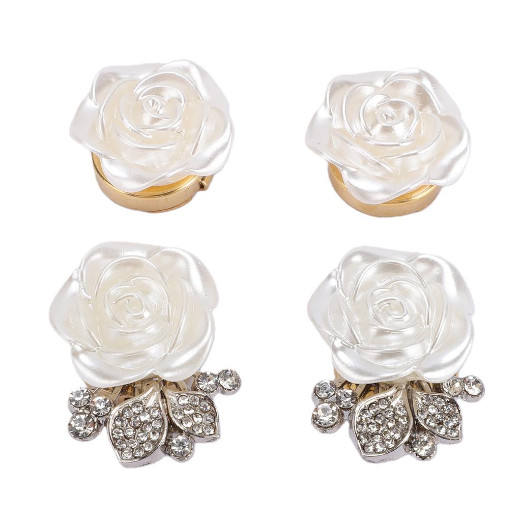 4 Pezzi Copri Bottoni Rosa Bianco Elegante Raffinato Fiore di Strass Staccabile Copri Bottoni per Artigianato Cucito Abbigliamento